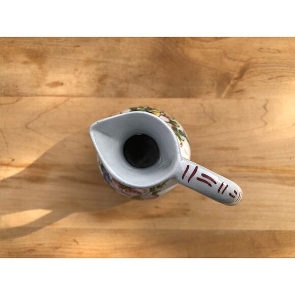 Hand Painted Ceramic Floral Design Pitcher, Portugal, Olive Oil Bottle - Picture 8 of 9